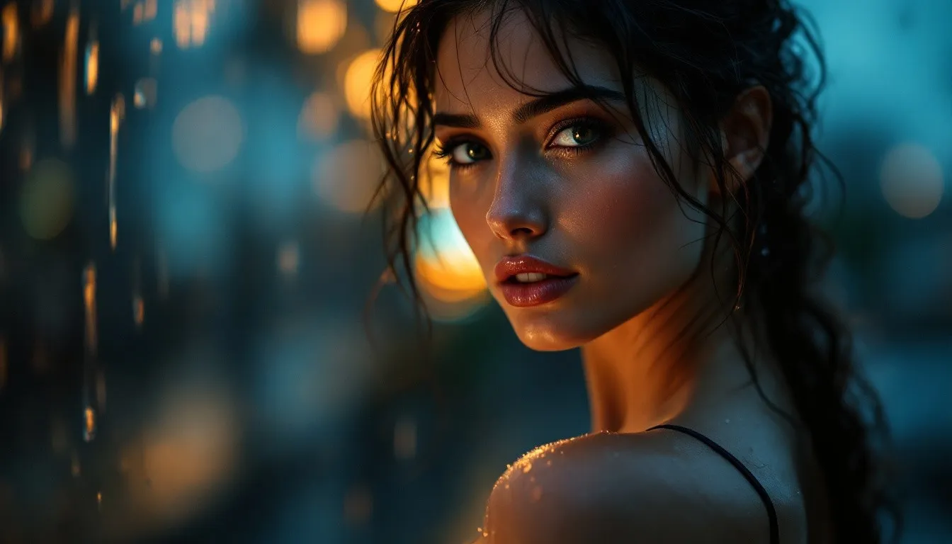 由 AI 生成的图像，显​​示一位穿着飘逸连衣裙在水下游泳的女性，由 Prompts.ai MediaGen 创建