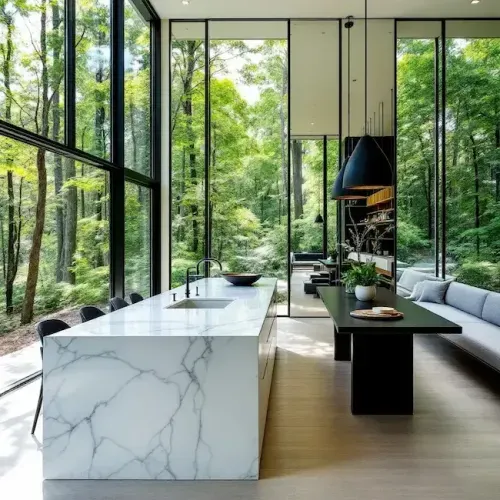 使用 Prompts.ai 视觉设计提示渲染 AI 生成的现代生活空间内部